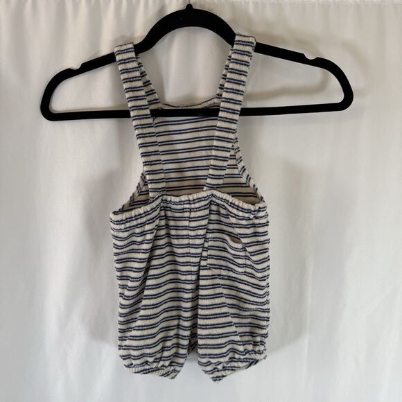 Janie and Jack Romper Boys 12-18 Months Blue White Striped Terry Cloth Button - Picture 7 of 9